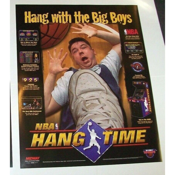 NBA Hang Time Arcade POSTER Original Video Game Wall Artwork 28" X 22.5" - Picture 1 of 6